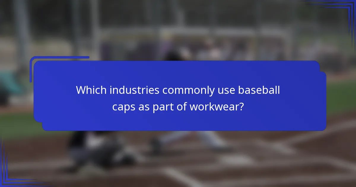 Which industries commonly use baseball caps as part of workwear?